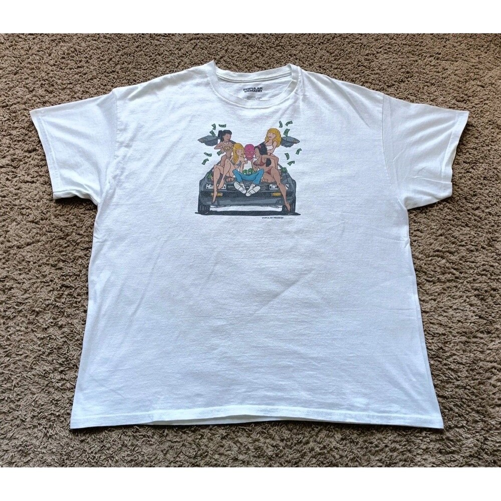 Popular Demand T-Shirt Men's Size XL Graphic Print White Shirt